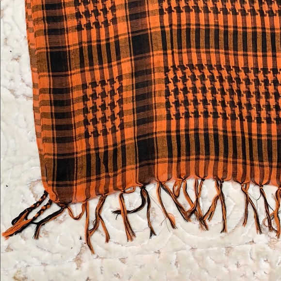 Black and Orange Printed Scarf - Picture 4 of 4